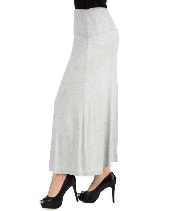 24 セブンコンフォート レディース ボトムス スカート マキシ 24seven Comfort Apparel Women Elastic Waist Solid Color Maxi Skirt Heather Gray グレー