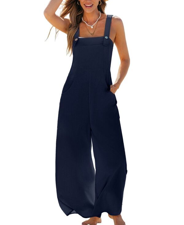 カップシー レディース トップス ジャンプスーツ ワイドレッグ Cupshe Womens Daisy Chain Wide Leg Jumpsuit Dark blue ブルー