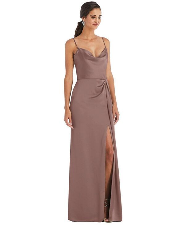 ドレッシーコレクション レディース トップス ワンピース マキシワンピース ドレープ フロントスリット マキシ Dessy Collection Womens CowlNeck Draped Wrap Maxi Dress with Front Slit Si