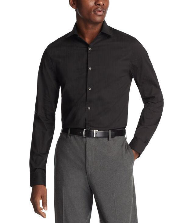 ケネスコール メンズ トップス シャツ Kenneth Cole Reaction Mens SlimFit Flex Stretch Dress Shirt Black ブラック
