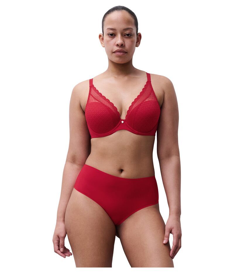 シャントル レディース アンダーウェア ブラジャー Tシャツ Chantelle Norah Chic Plunge TShirt Bra Poppy Red レッド