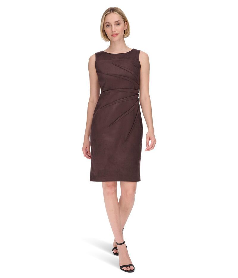 カルバンクライン レディース トップス ワンピース スエード Calvin Klein Suede Starburst Sheath Coffee Bean コーヒー