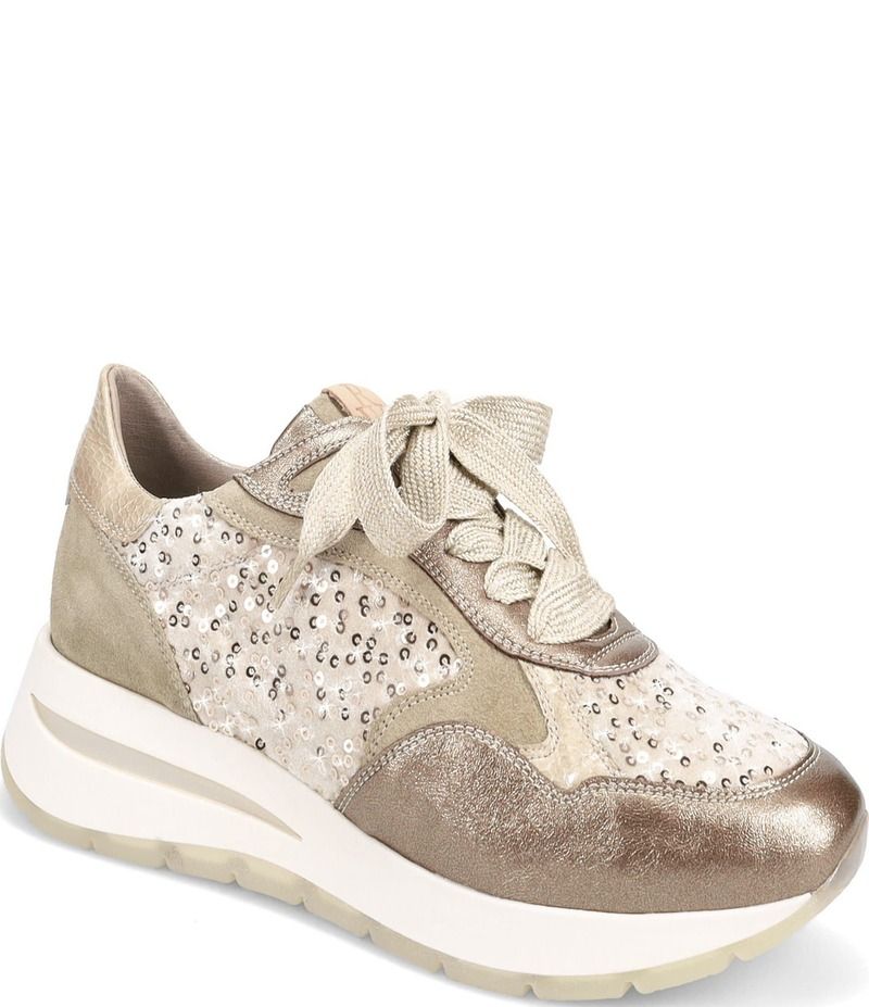 ロンホワイト レディース ボトムス カジュアルパンツ トール ベルベット スパンコール スニーカー レザー Ron White Zara Sequined Velvet Metallic Leather Footbed Sneakers Fawn メタリック 76,890円