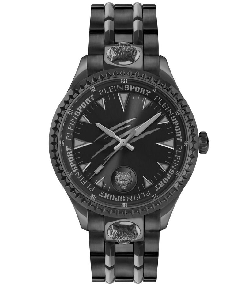 フィリッププレイン レディース アクセサリー 腕時計 Tシャツ Philipp Plein Mens Lineman Analog Black Tone Stainless Steel Bracelet 45mm Watch Black ブラック