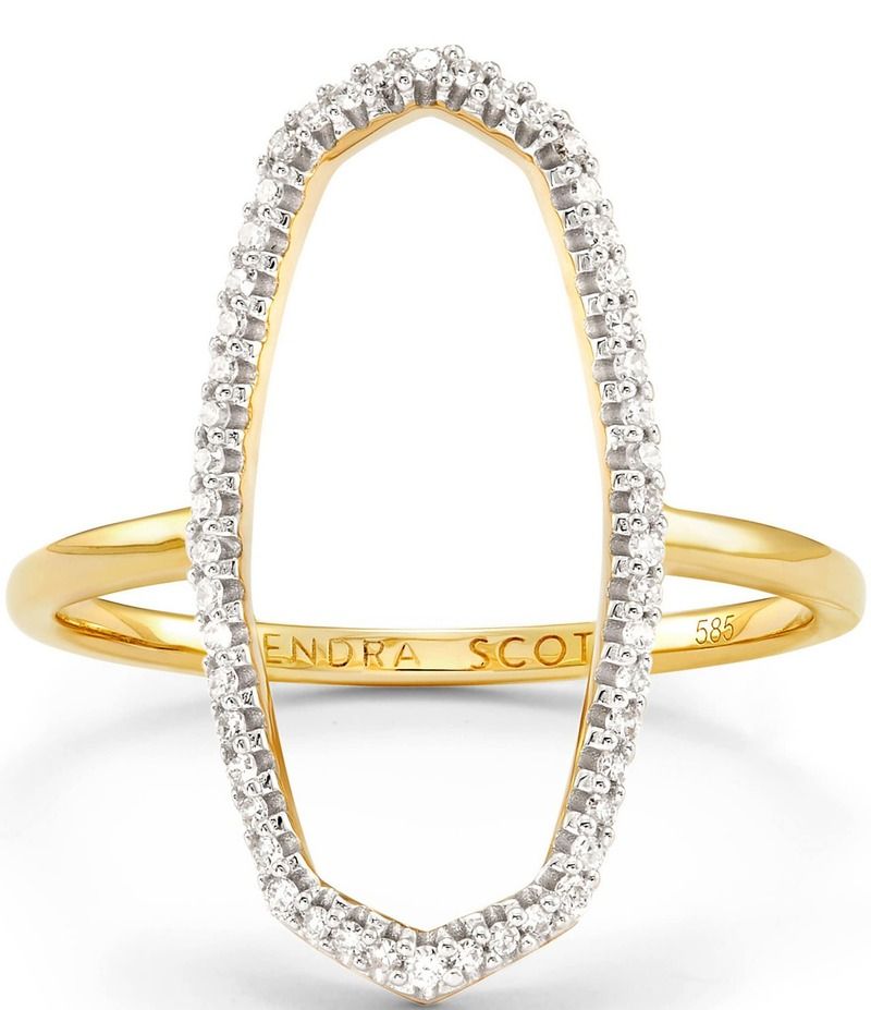 ケンドラスコット レディース アクセサリー 指輪 Kendra Scott Dani 14k Yellow Gold Crystal Open Ring White Diamond ホワイト