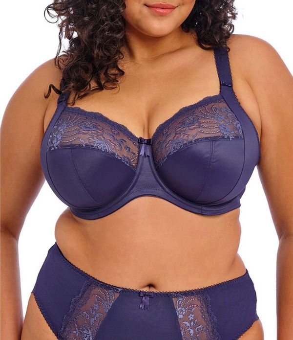 エロミ レディース アンダーウェア ブラジャー レース Elomi Morgan Underwire Stretch Lace Adjustable Bra Midnight