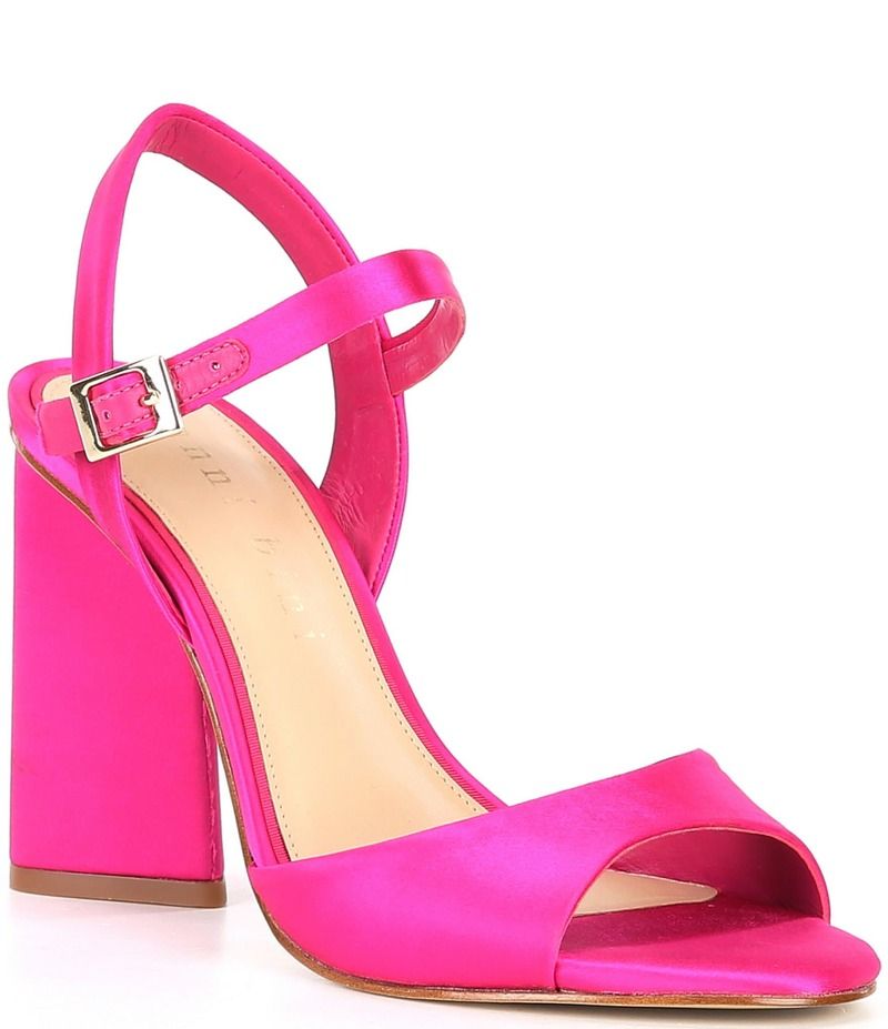 ジャンビニ レディース シューズ サンダル サテン ヒール Gianni Bini Durant Satin Block Heel Dress Sandals Fiery Pink ピンク