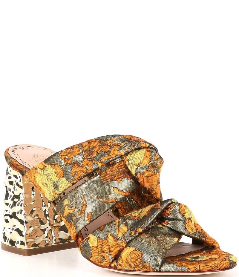 マルケッサ レディース シューズ サンダル Muse by Marchesa Iris Knotted Jacquard Dress Slide Sandals GoldYellow イエロー