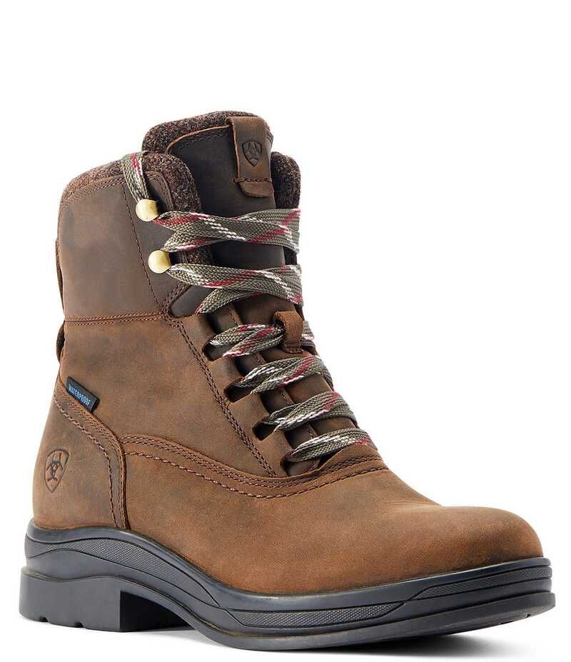 アリアト レディース シューズ ブーツ・レインブーツ レース レザー Ariat Womens Harper Waterproof Leather LaceUp Booties Chocolate チョコレート