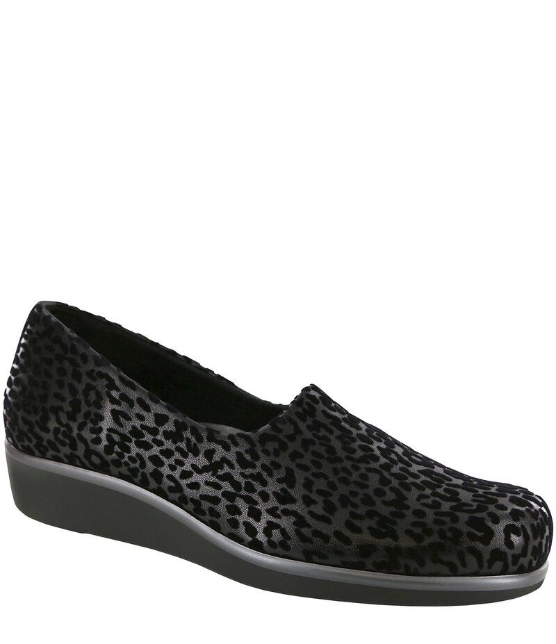 サス レディース シューズ サンダル プリント SAS Bliss Leopard Print Flex Fabric SlipOns Black Leopard ブラック