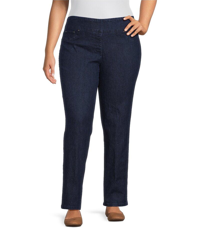 ルビーアールディー レディース ボトムス デニムパンツ プラスサイズ デニム ジーンズ Ruby Rd Plus Size PullOn Denim Jeans Dark Indigo インディゴ
