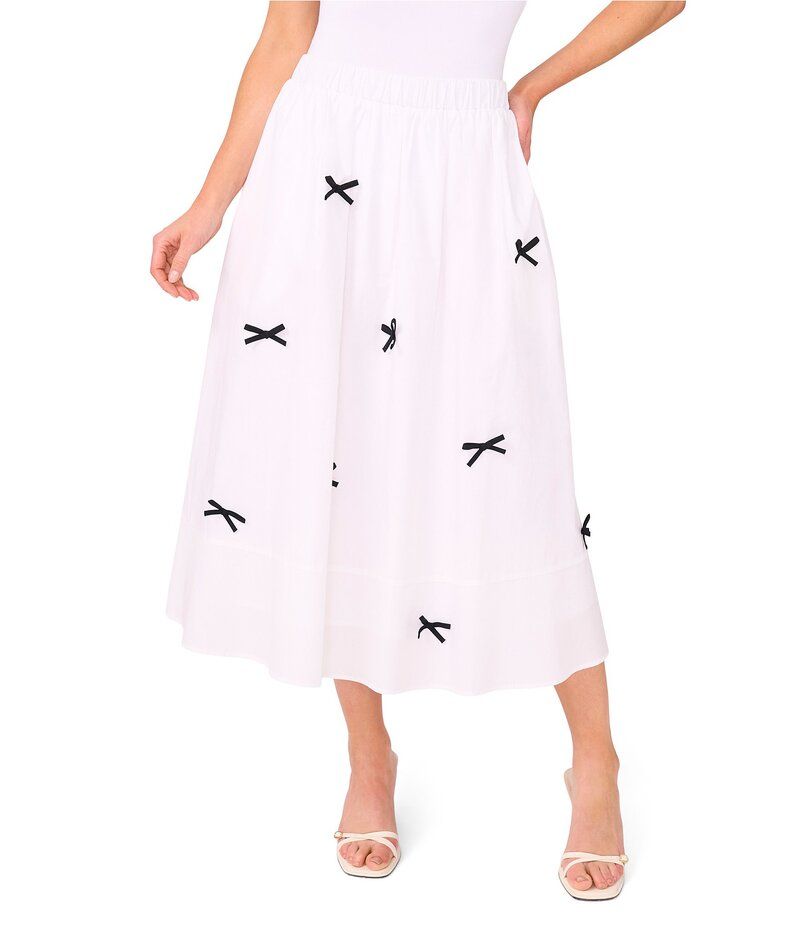 セセ レディース ボトムスカート A ライン ミディ CeCe Bow Detail Pull On Midi ALine Skirt Ultra White ホワイト