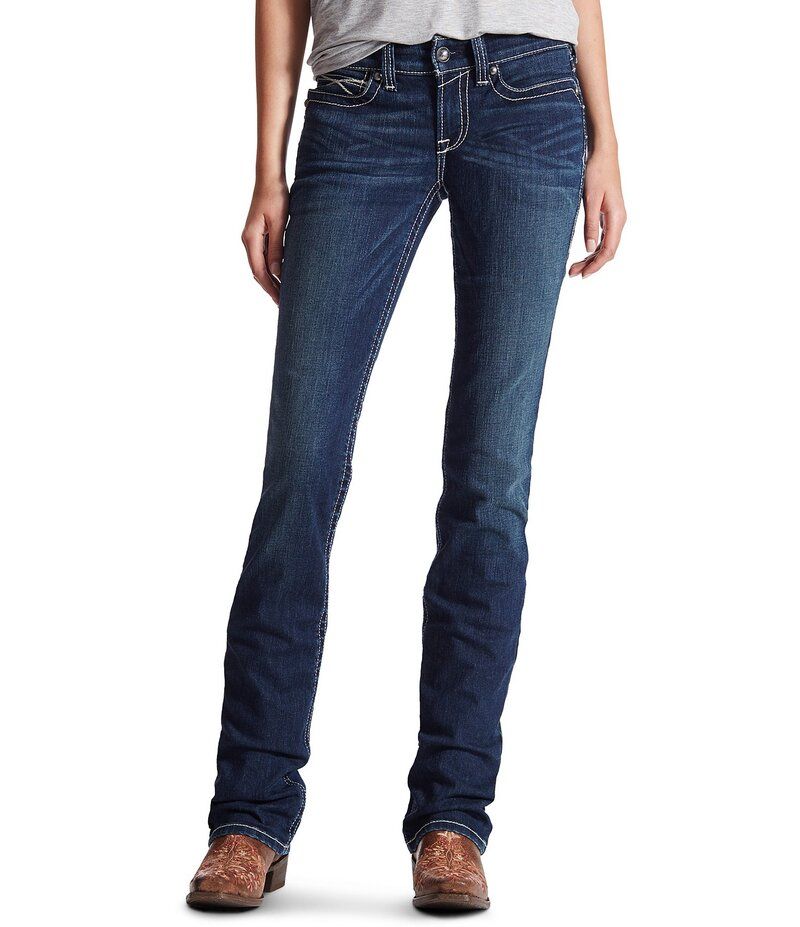 アリアト レディース ボトムス デニムパンツ ストレート ジーンズ Ariat Icon Mid Rise 5Pocket Stretch Straight Leg Jeans Ocean