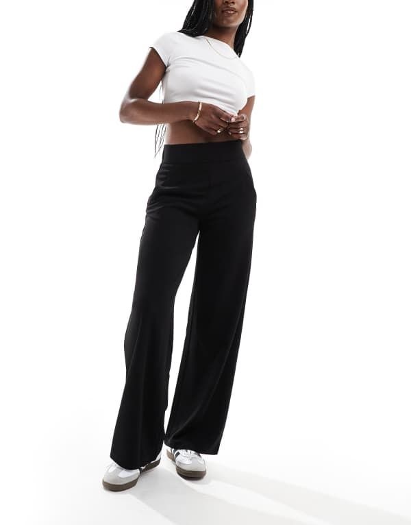 ジェイディーワイ レディース ボトムス カジュアルパンツ ワイドレッグ パンツ JDY high rise wide leg pants Black ブラック