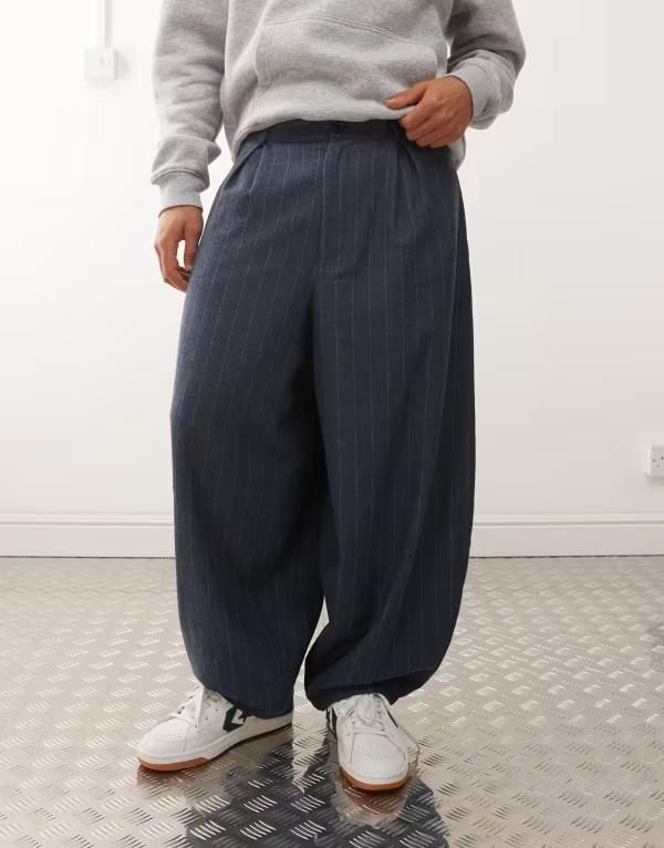 リクレイム ヴィンテージ メンズ ボトムス カジュアルパンツ Reclaimed Vintage tailored barreleg pants blue ブルー