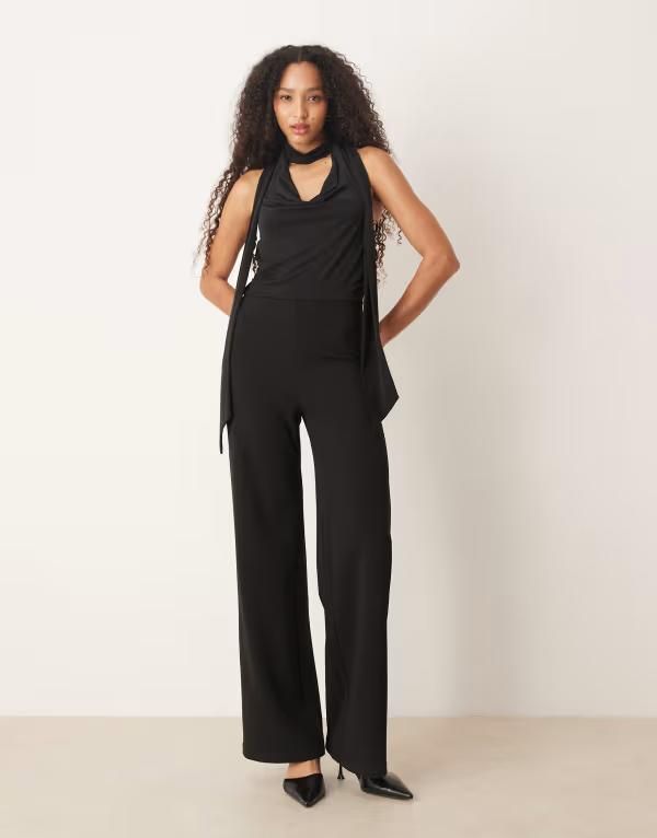マンゴ レディース トップス ジャンプスーツ ホルター Mango cowl neck halter jumpsuit Black ブラック