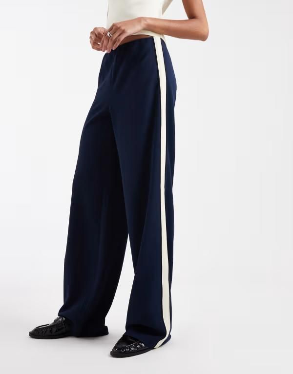 ベロモーダ レディース ボトムス カジュアルパンツ Vero Moda Talloose pullon pants with side stripe NAVY ネイビー