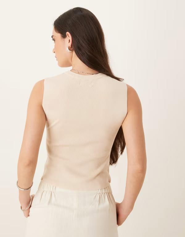 ジェイディーワイ レディース トップス タンクトップ ハイネック ニット JDY front tie high neck knitted tank top BEIGE ベージュ