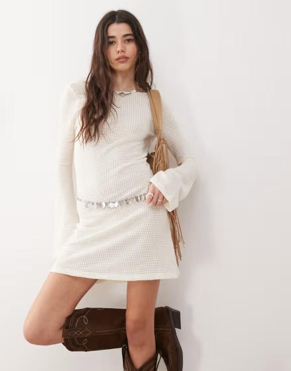 リクレイム ヴィンテージ レディース トップス ワンピース ミニワンピース ミニ Reclaimed Vintage crochet beach mini dress in cream Cream クリーム