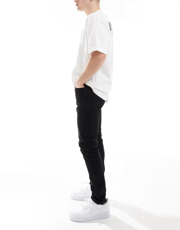 エイソス メンズ ボトムス デニムパンツ ジーンズ ASOS DESIGN skinny jeans in washed Black ブラック