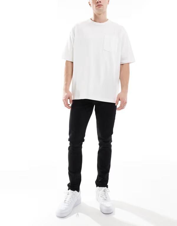 エイソス メンズ ボトムス デニムパンツ ジーンズ ASOS DESIGN skinny jeans in washed Black ブラック