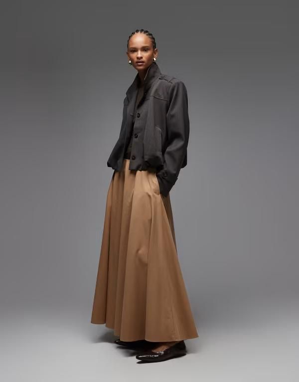 エイソス レディース ボトムスカート A ライン マキシ ASOS DESIGN a line circle maxi skirt in camel キャメル