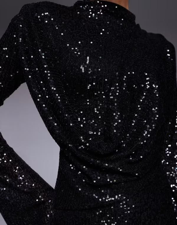エイソス レディース トップス ワンピース マキシワンピース スパンコール マキシ ASOS DESIGN allover sequin long sleeve wrap front detail maxi dress Black ブラック エイソス レディース トップス ワンピース マキシワンピース スパンコール マキシ ASOS DESIGN allover sequin long sleeve wrap front detail maxi dress Black ブラック