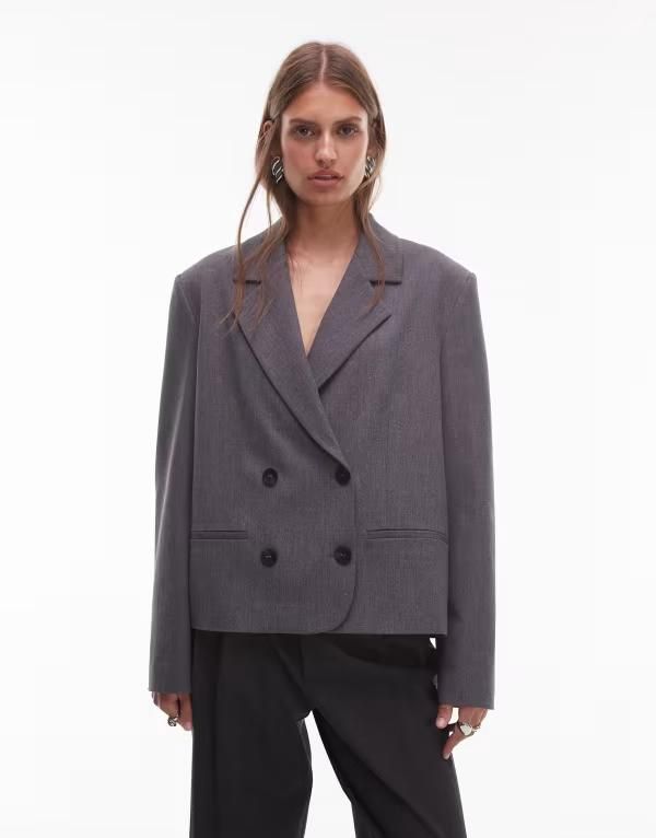エイソス レディース アウター ジャケット・ブルゾン ブレザー ASOS DESIGN boxy fit blazer melange Gray Melange グレー