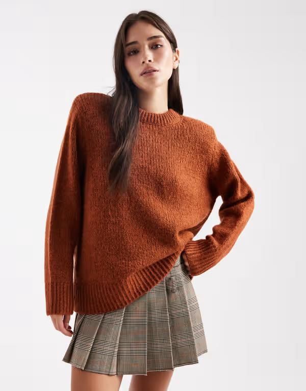 エイソス レディース アウター ニット・セーター セーター ニット ASOS DESIGN knit oversized sweater with shoulder pads in toffee Toffee