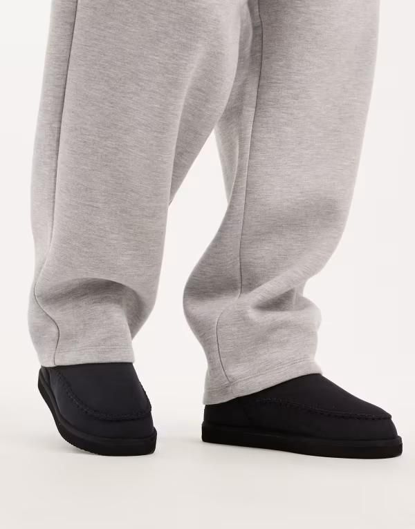 ジャック アンド ジョーンズ メンズ シューズ サンダル スエード ブーツ Jack Jones chunky faux suede slipper boots Anthracite ブラック
