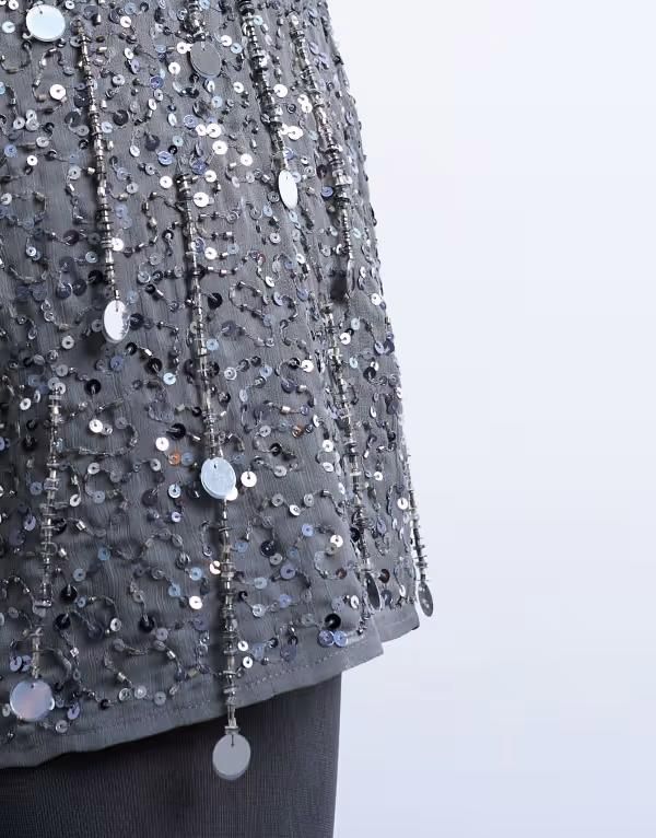トップショップ レディース ボトムス スカート ミニ スパンコール Topshop sequin mini skirt Gray グレー トップショップ レディース ボトムス スカート ミニ スパンコール Topshop sequin mini skirt Gray グレー