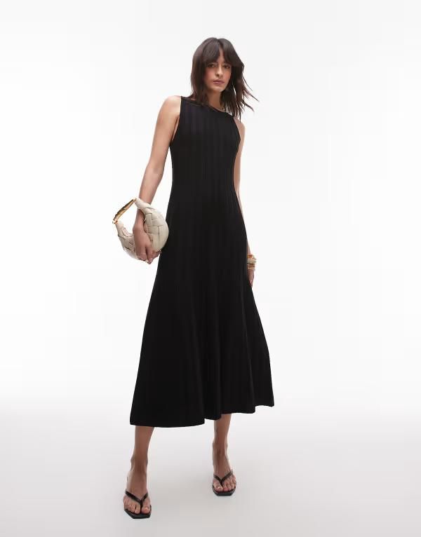 アンドアザーストーリーズ レディース トップス ワンピース マキシワンピース ニット マキシ Other Stories fine knit maxi dress with boat neck Black ブラック