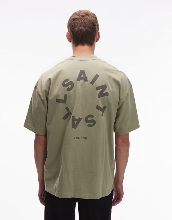 オールセインツ レディース トップス Tシャツ AllSaints Tierra oversized Tshirt in basil green グリーン 19,330円