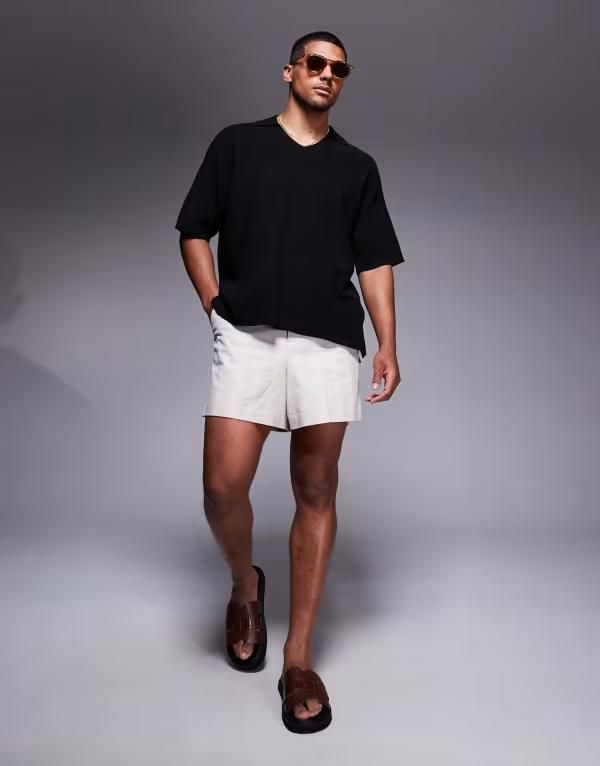 アダプト メンズ トップス ポロシャツ ニット ADPT oversized knit split neck polo Black ブラック