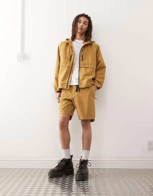 グラミチ メンズ アウター ジャケット・ブルゾン フーデッドジャケット ジャケット Gramicci Sonora hooded jacket in tan part of a set Tan タン
