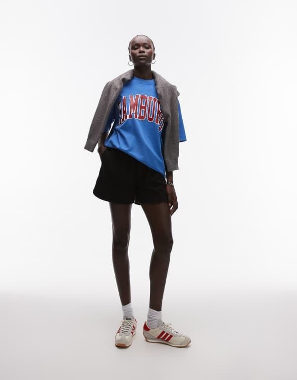 トップショップ レディース ボトムス ハーフパンツ・ショーツ トール ショートパンツ Topshop Tall pintuck sweat shorts Black ブラック