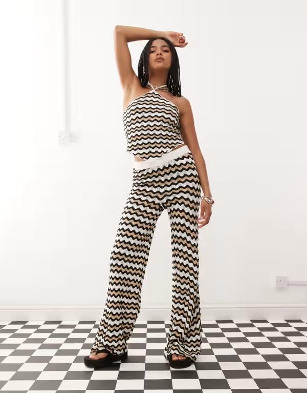 ノイジーメイ レディース ボトムス カジュアルパンツ パンツ Noisy May loose fit crochet pants beige wave part of a set BEIGE ベージュ 7,860円