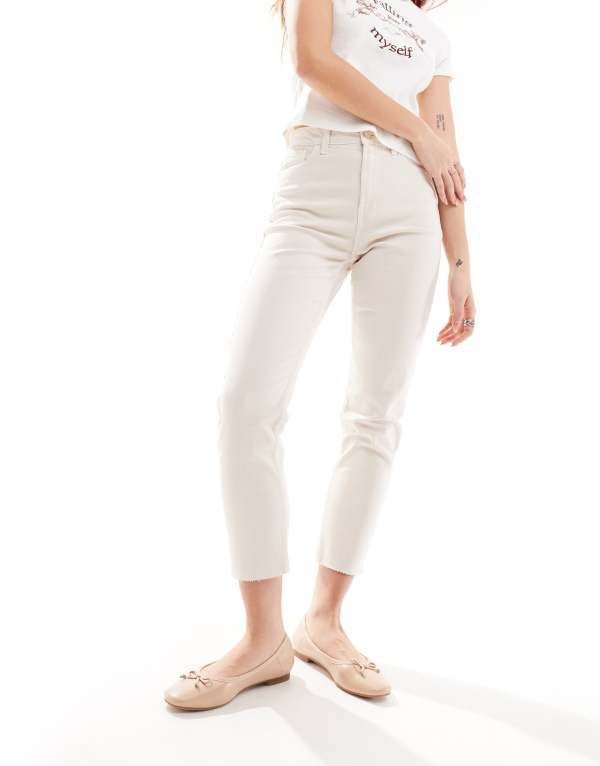 オンリー レディース ボトムス デニムパンツ ジーンズ Only Blush skinny jeans with frayed hem WHITE ホワイト