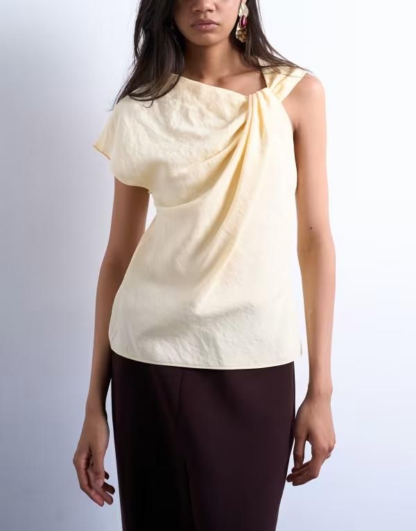トップショップ レディース トップス タンクトップ Topshop super soft cupro knot detail top in buttermilk Buttermilk