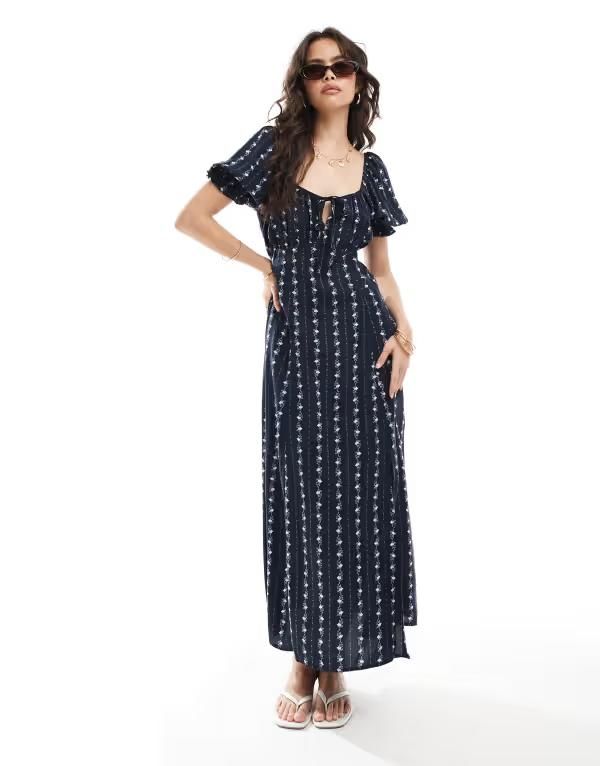ミスセルフフリッジ レディース トップス ワンピース Miss Selfridge spun tea dress wallpaper stripe BLUE WALLPAPER ブルー