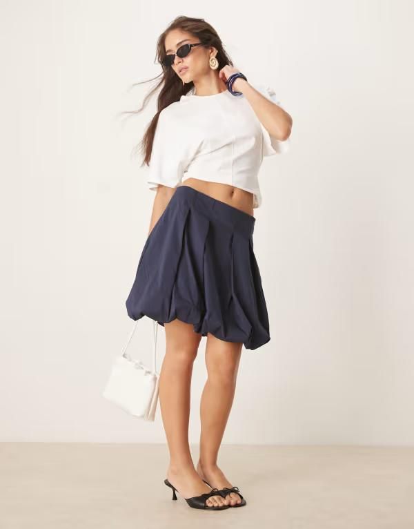 ジェイディーワイ レディース ボトムスカート ミニ JDY bubble hemini skirt NAVY ネイビー