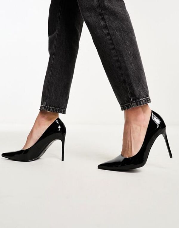 エイソス レディース シューズ パンプス ヒール ASOS DESIGN Paphos pointed high heeled pumps patent BLACK PATENT ブラック