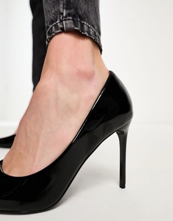 エイソス レディース シューズ パンプス ヒール ASOS DESIGN Paphos pointed high heeled pumps patent BLACK PATENT ブラック