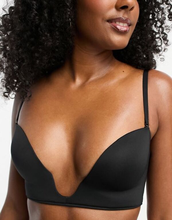 エイソス レディース アンダーウェア ブラジャー ASOS DESIGN microfiber moulded open front plunge bra Black ブラック