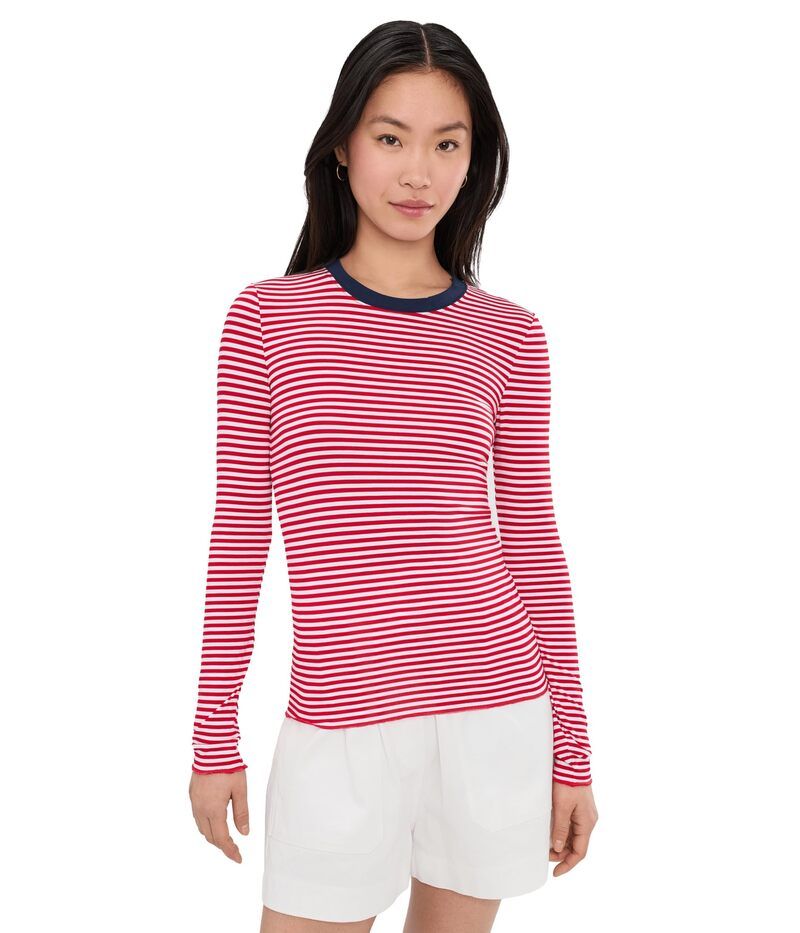 スプレンディット レディース トップス シャツ Splendid Bamboo Long Sleeve Tee NavyRougeWhit ネイビー