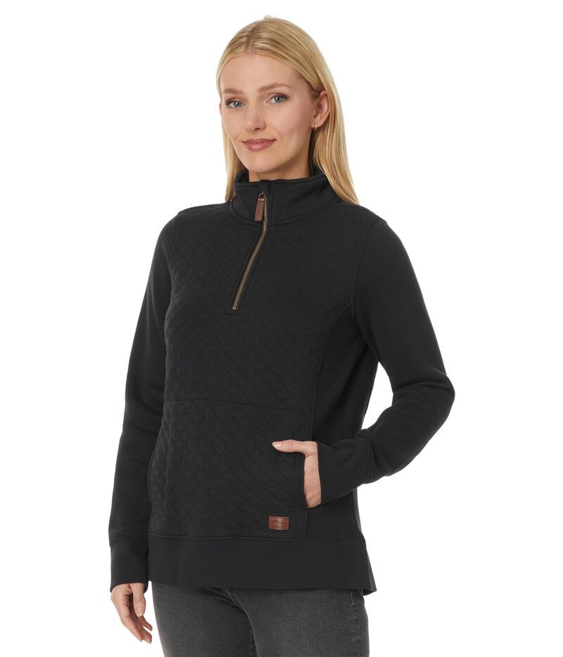 エルエルビーン レディース アウター パーカー・スウェット キルティング シャツ LLBean Quilted Sweatshirt 14 Zipullover Long Sleeve Midnight Black ブラック