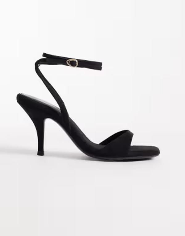エイソス レディース シューズ サンダル ヒール ASOS DESIGN Hope barely there mid heel stiletto sandals Black ブラック