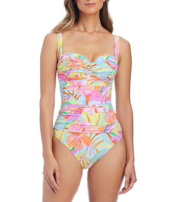 ブルーロッドビーティ レディース トップス ワンピース Bleu Rod Beattie Bellissimo Botanica Underwire Shirred Bandeau One Piece Swimsuit Multi マルチカラー