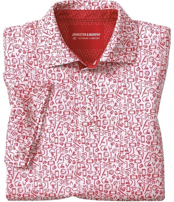 ジョンストンアンドマーフィー メンズ トップス シャツ プリント Johnston Murphy Gameday XC4 Multi Sport Print Short Sleeve Polo Shirt Red レッド