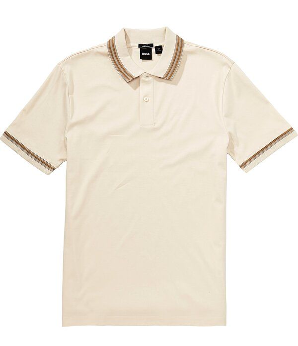 ヒューゴボス メンズ トップス シャツ スリムフィット コントラスト Hugo Boss Slim Fit Contrastipping Short Sleeve Polo Shirt Open White ホワイト